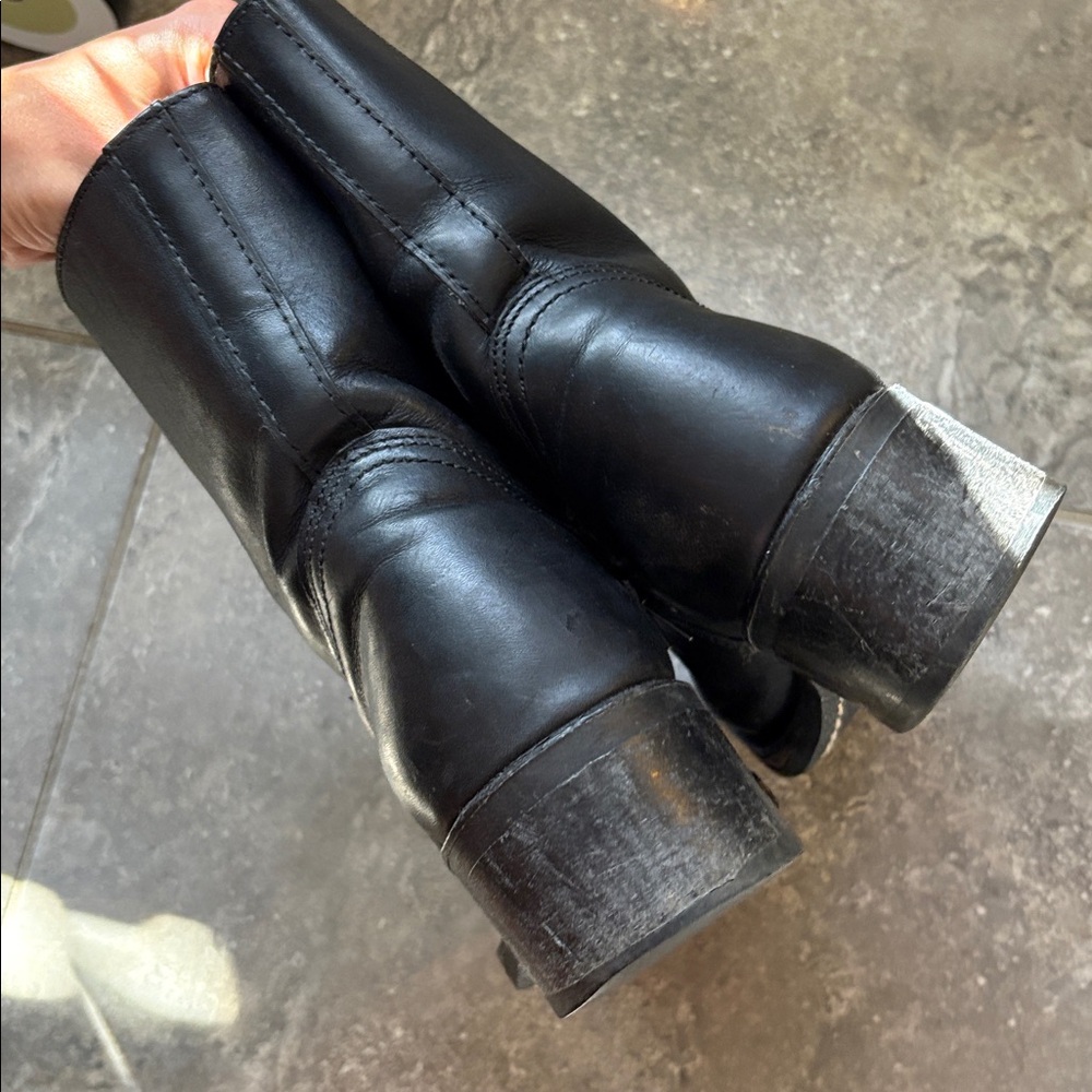 Vintage Frye Campus Black Label Black Leather Mid-Calf Boots 8 1/2 - Picture 10 of 14